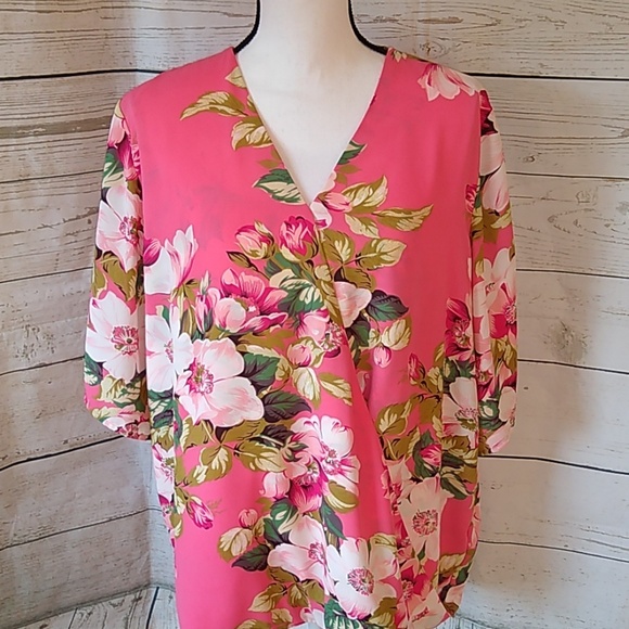 IMAN Tops - Iman pink floral print blouse